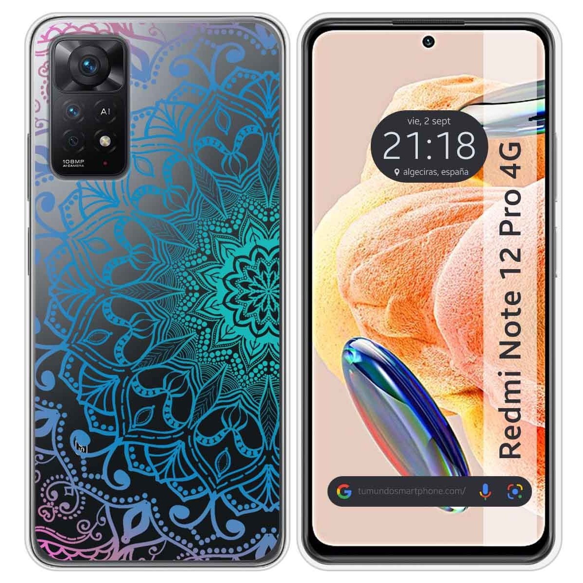 Funda Silicona Transparente compatible con Xiaomi Redmi Note 12 Pro 4G diseño Mandala Dibujos