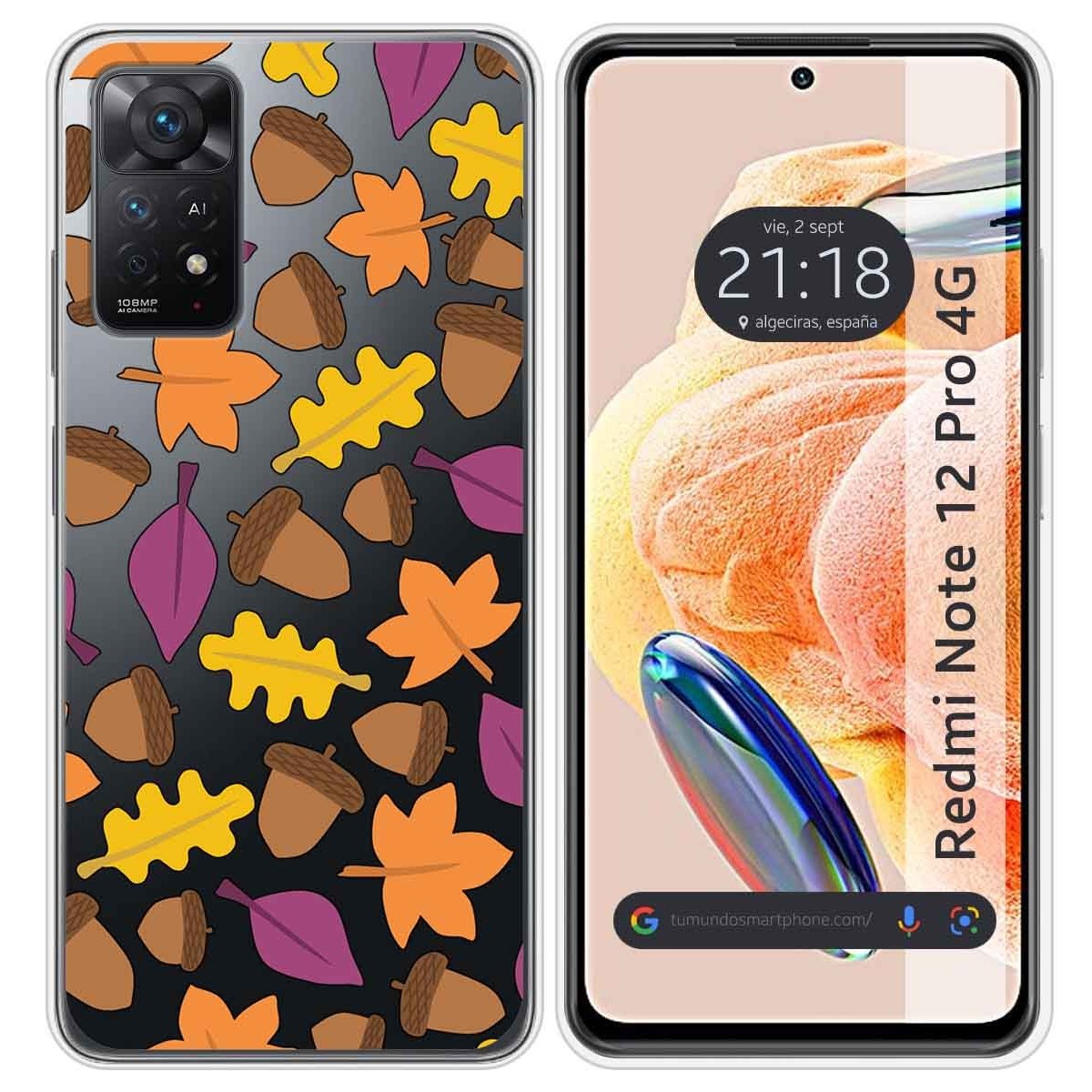 Funda Silicona Transparente compatible con Xiaomi Redmi Note 12 Pro 4G diseño Otoño Dibujos