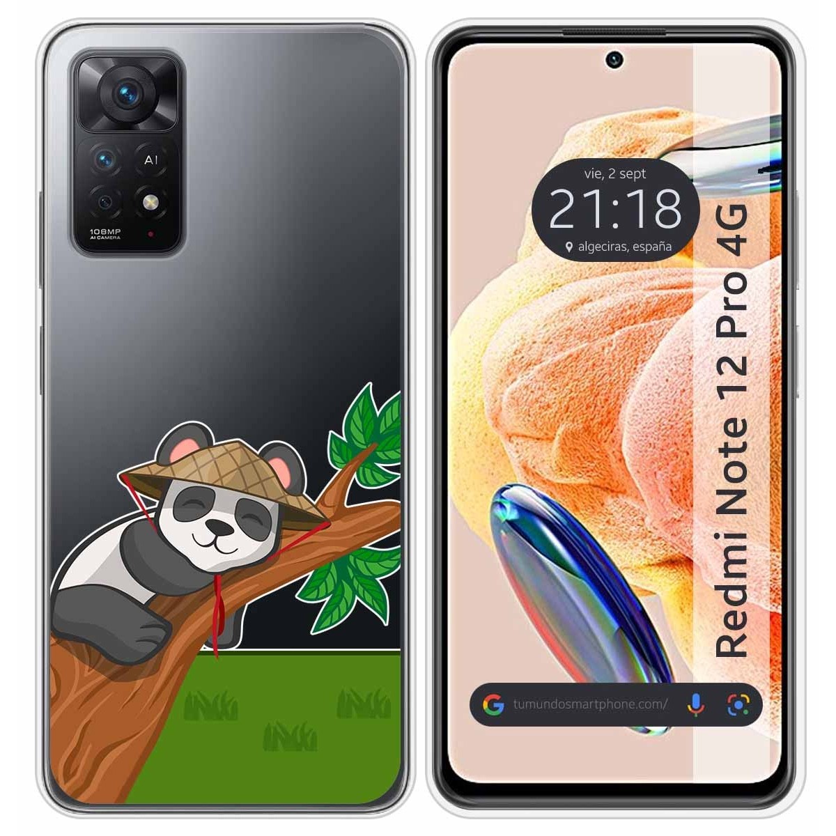 Funda Silicona Transparente compatible con Xiaomi Redmi Note 12 Pro 4G diseño Panda Dibujos