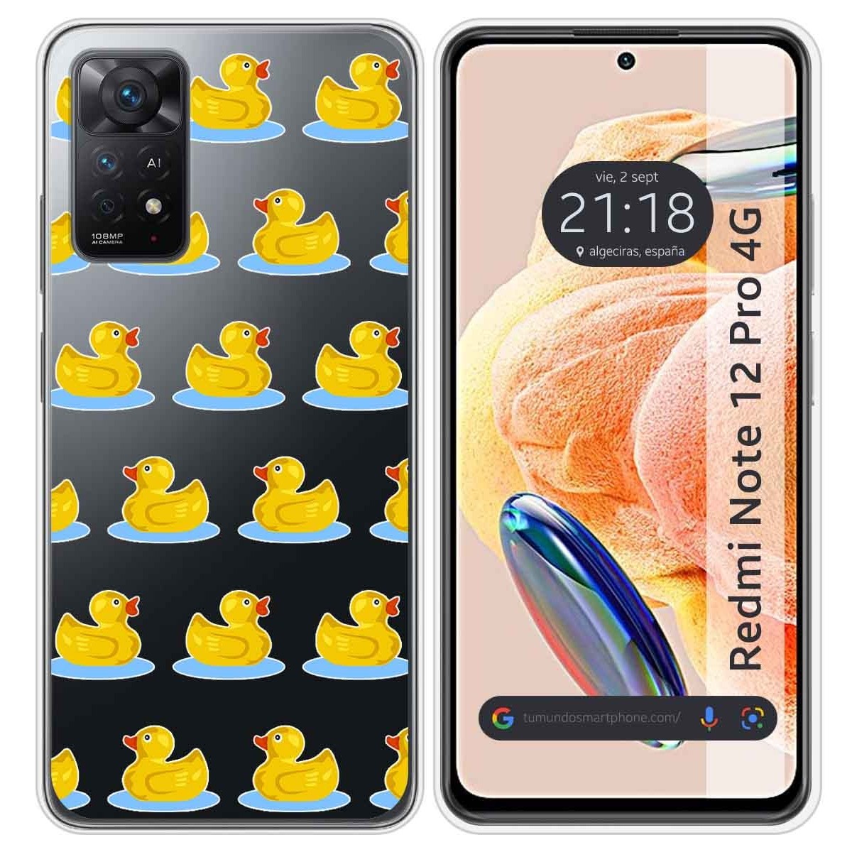 Funda Silicona Transparente compatible con Xiaomi Redmi Note 12 Pro 4G diseño Pato Dibujos