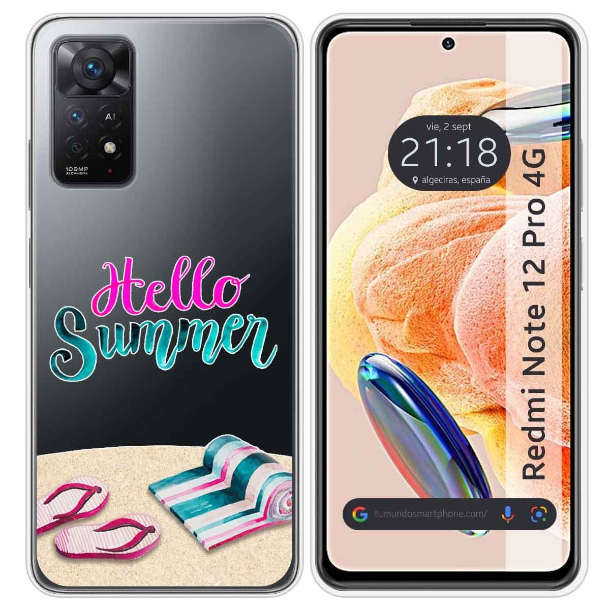Funda Silicona Transparente compatible con Xiaomi Redmi Note 12 Pro 4G diseño Summer Dibujos