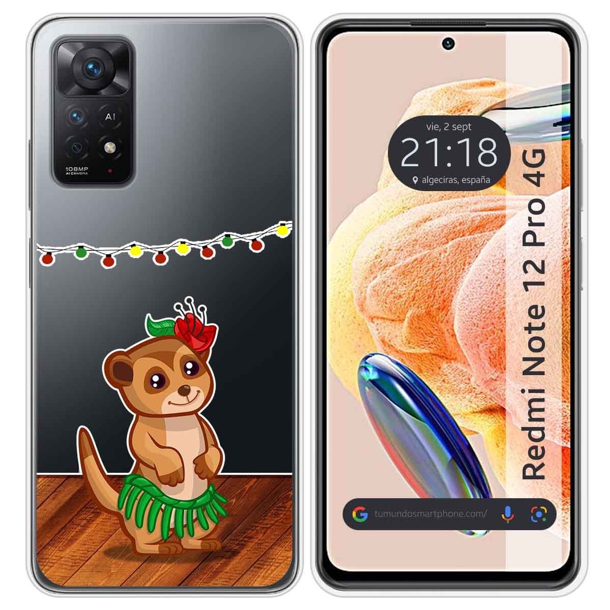 Funda Silicona Transparente compatible con Xiaomi Redmi Note 12 Pro 4G diseño Suricata Dibujos