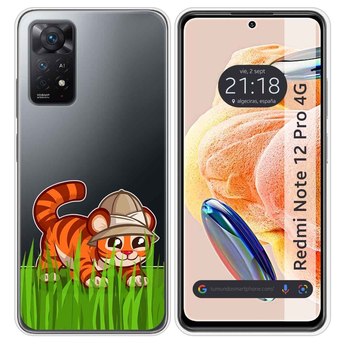 Funda Silicona Transparente compatible con Xiaomi Redmi Note 12 Pro 4G diseño Tigre Dibujos