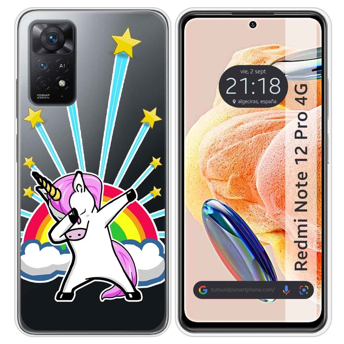 Funda Silicona Transparente compatible con Xiaomi Redmi Note 12 Pro 4G diseño Unicornio Dibujos