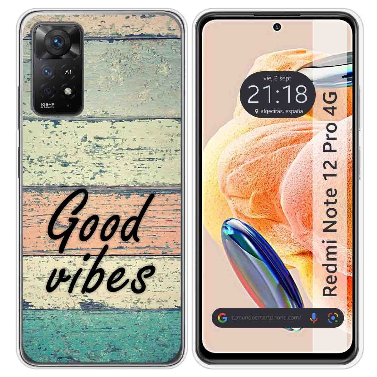 Funda Silicona compatible con Xiaomi Redmi Note 12 Pro 4G diseño Madera 01 Dibujos