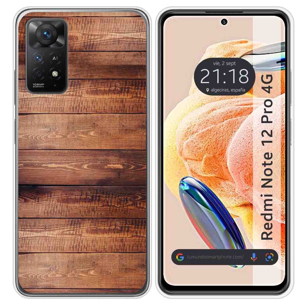 Funda Silicona compatible con Xiaomi Redmi Note 12 Pro 4G diseño Madera 02 Dibujos