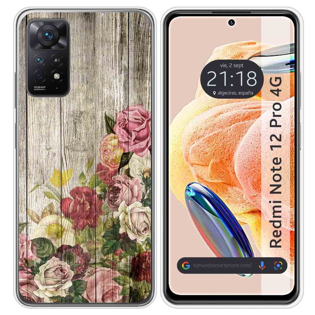 Funda Silicona compatible con Xiaomi Redmi Note 12 Pro 4G diseño Madera 08 Dibujos
