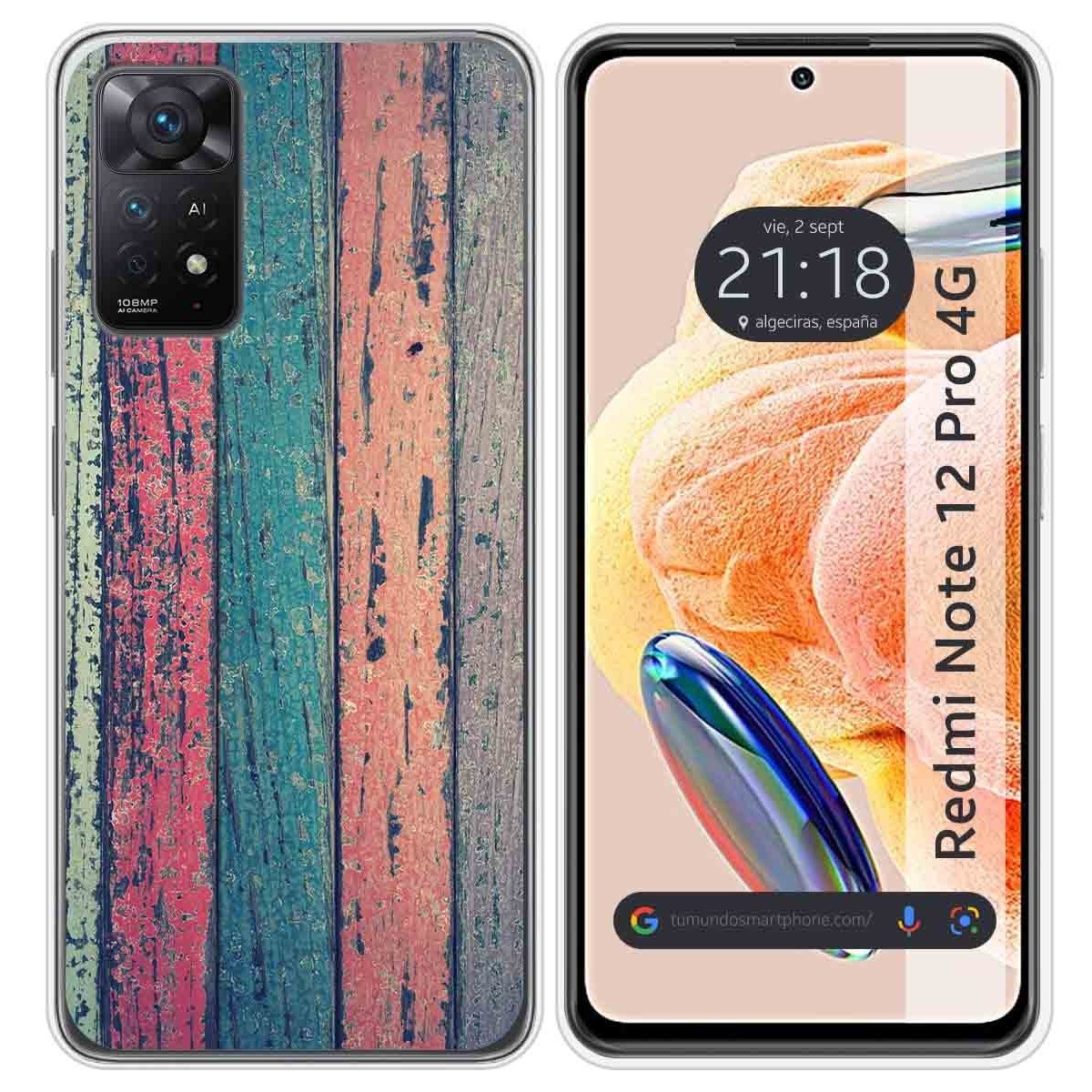 Funda Silicona compatible con Xiaomi Redmi Note 12 Pro 4G diseño Madera 10 Dibujos