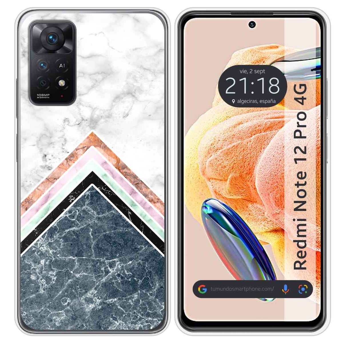 Funda Silicona compatible con Xiaomi Redmi Note 12 Pro 4G diseño Mármol 05 Dibujos