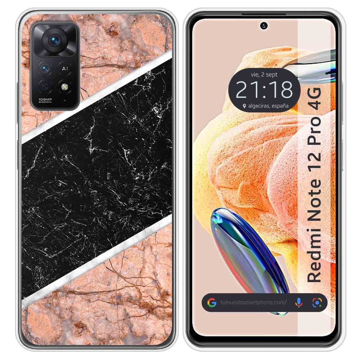 Funda Silicona compatible con Xiaomi Redmi Note 12 Pro 4G diseño Mármol 07 Dibujos