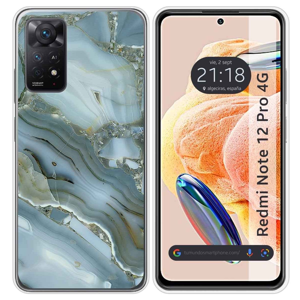 Funda Silicona compatible con Xiaomi Redmi Note 12 Pro 4G diseño Mármol 09 Dibujos