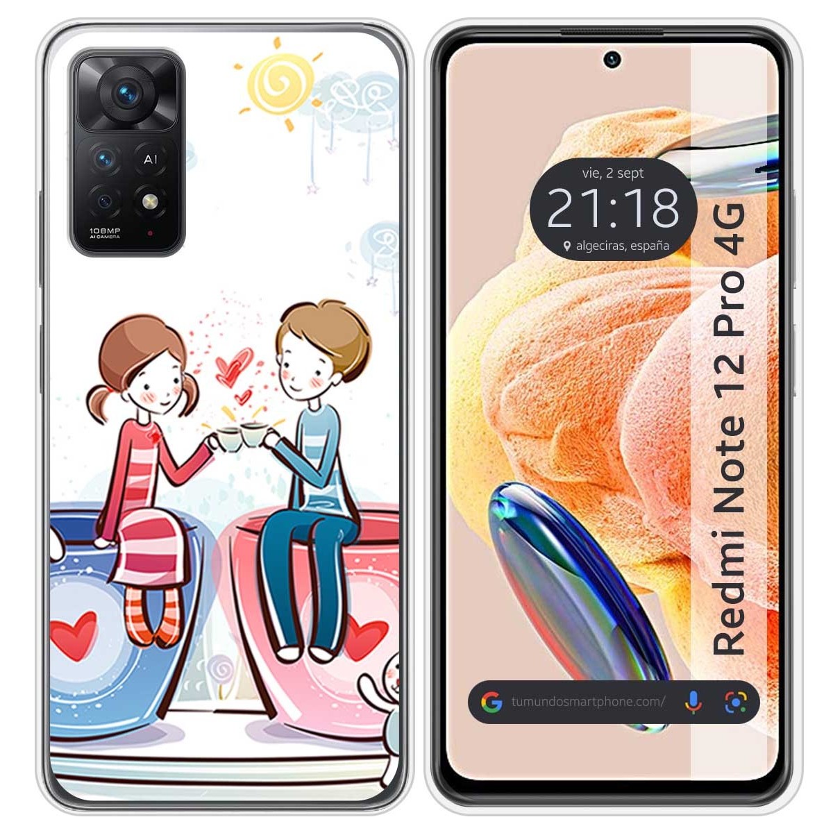 Funda Silicona compatible con Xiaomi Redmi Note 12 Pro 4G diseño Café Dibujos