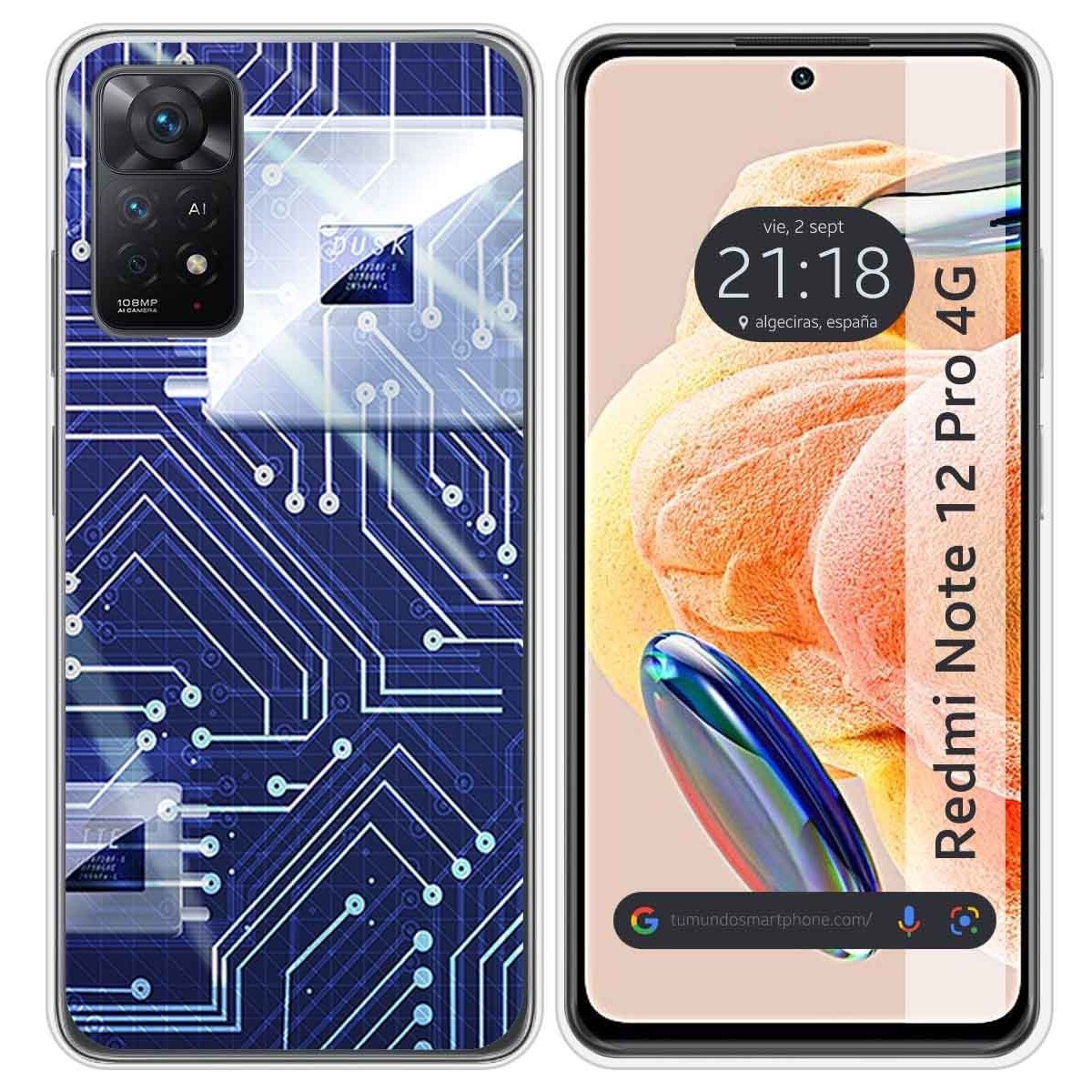 Funda Silicona compatible con Xiaomi Redmi Note 12 Pro 4G diseño Circuito Dibujos