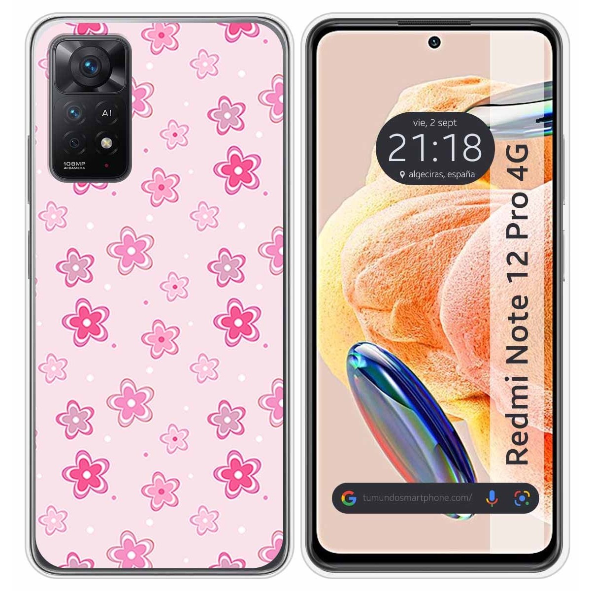 Funda Silicona compatible con Xiaomi Redmi Note 12 Pro 4G diseño Flores Dibujos