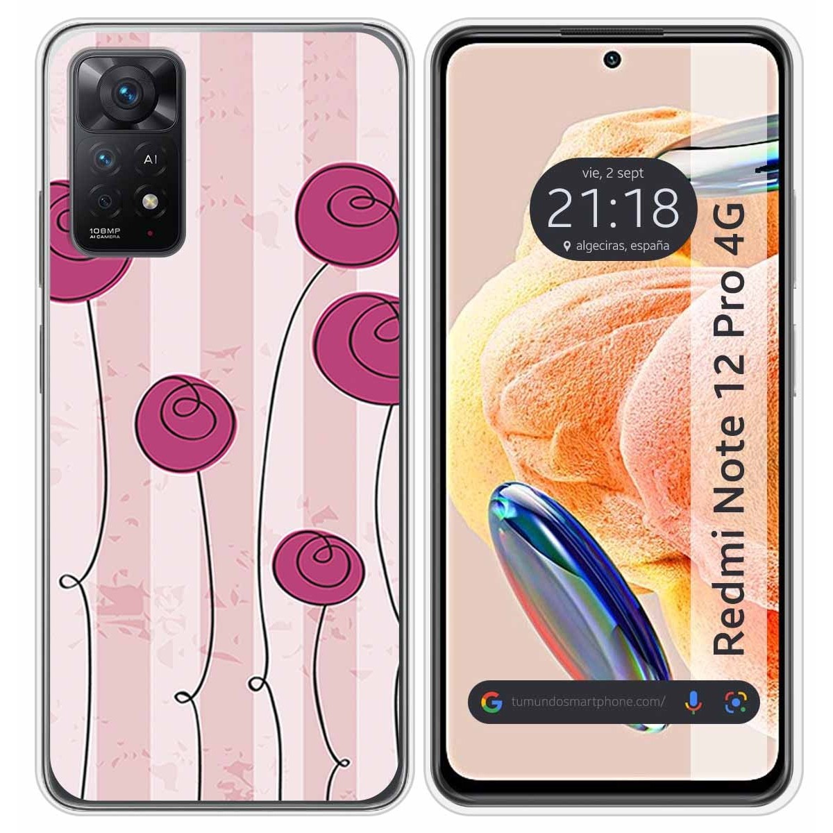 Funda Silicona compatible con Xiaomi Redmi Note 12 Pro 4G diseño Flores Vintage Dibujos