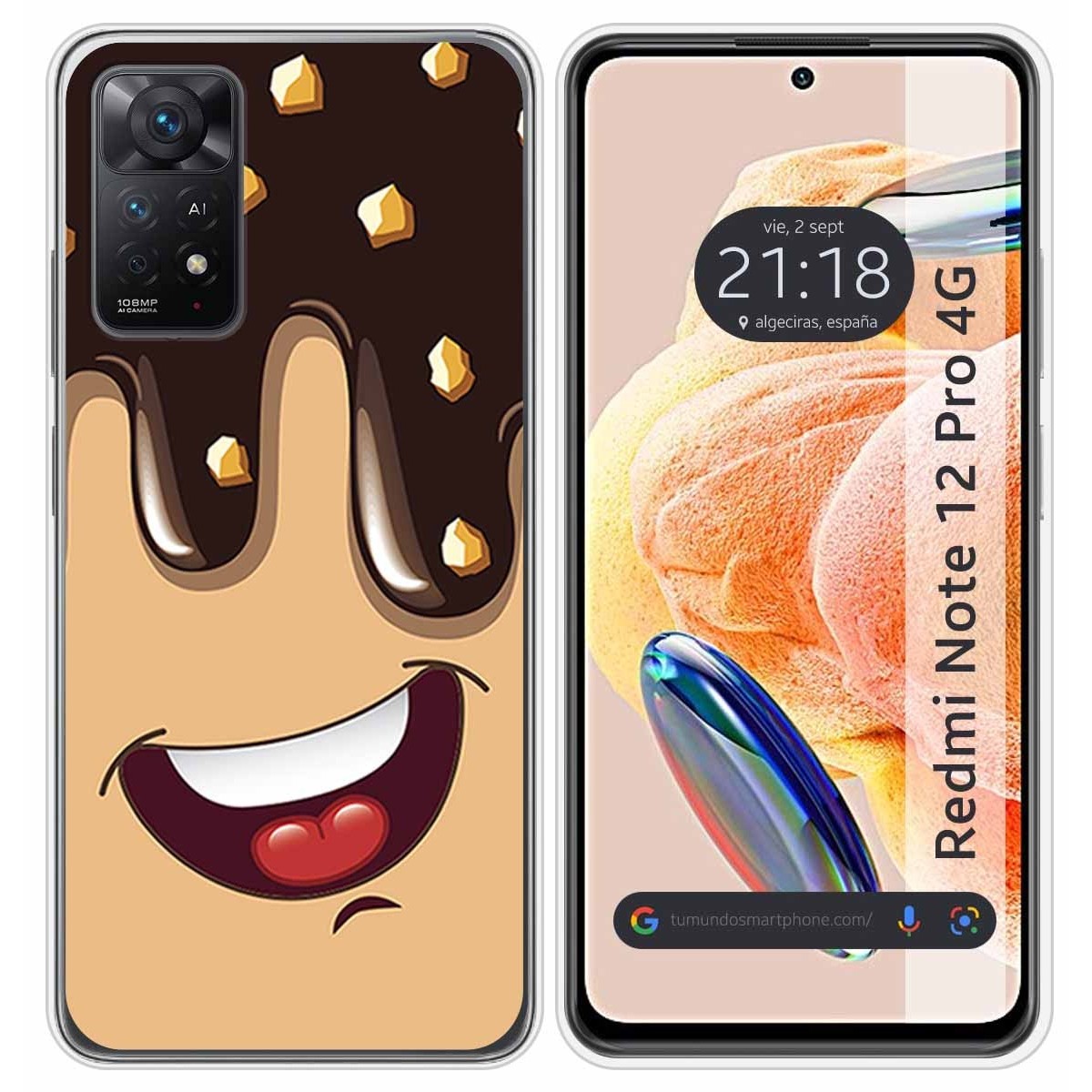 Funda Silicona compatible con Xiaomi Redmi Note 12 Pro 4G diseño Helado Chocolate Dibujos