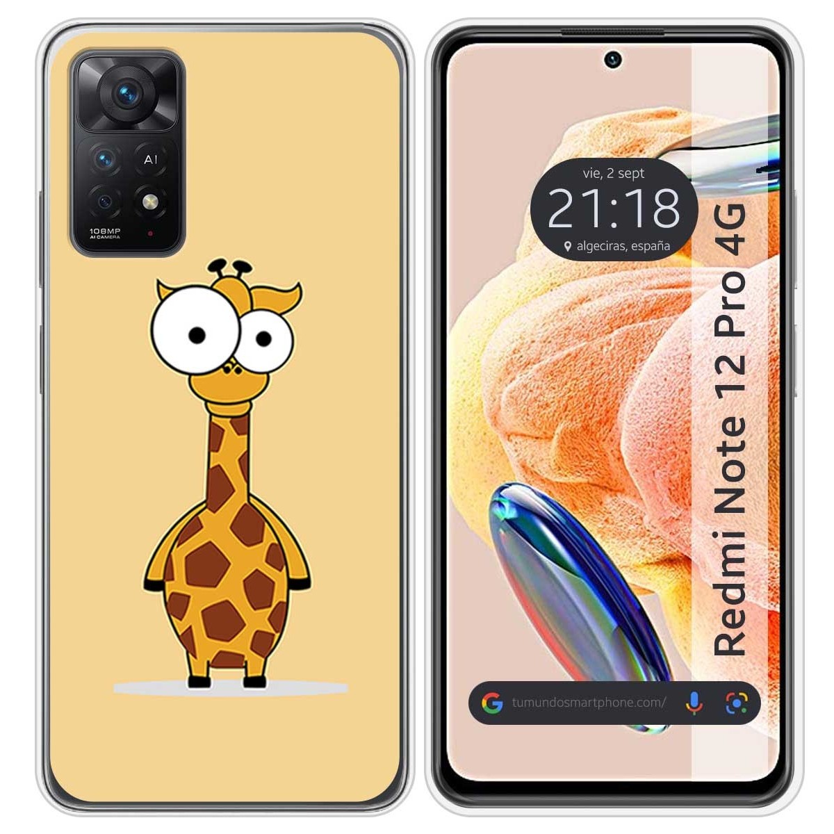 Funda Silicona compatible con Xiaomi Redmi Note 12 Pro 4G diseño Jirafa Dibujos