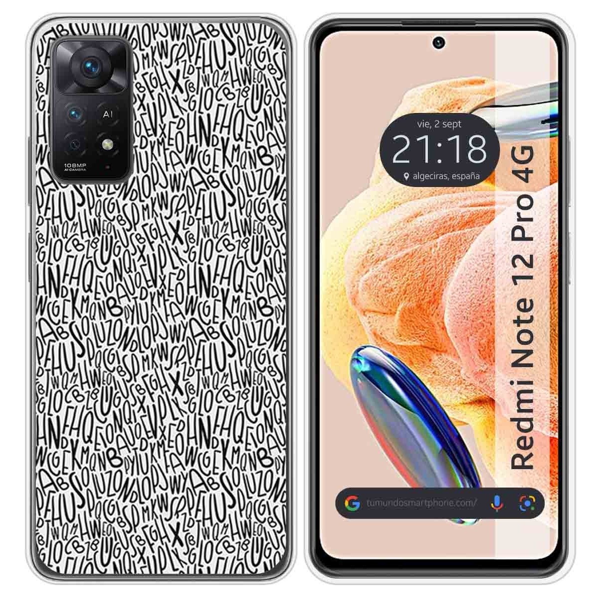 Funda Silicona compatible con Xiaomi Redmi Note 12 Pro 4G diseño Letras Dibujos