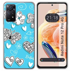 Funda Silicona compatible con Xiaomi Redmi Note 12 Pro 4G diseño Mariposas Dibujos