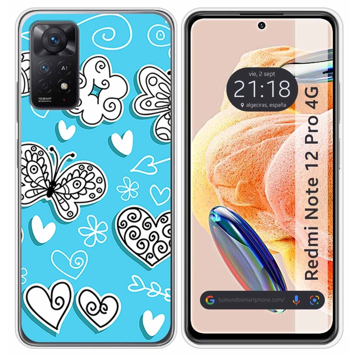 Funda Silicona compatible con Xiaomi Redmi Note 12 Pro 4G diseño Mariposas Dibujos