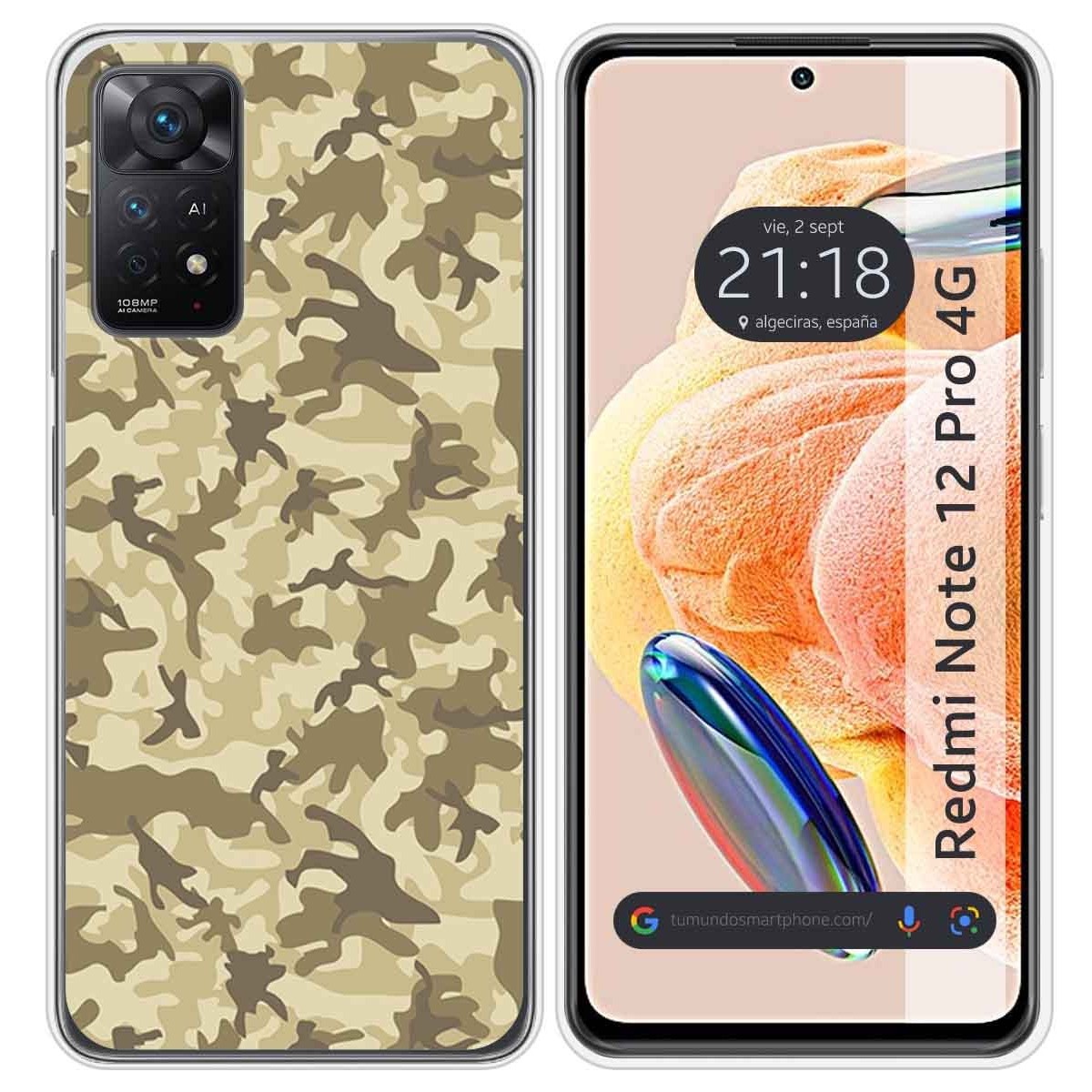 Funda Silicona compatible con Xiaomi Redmi Note 12 Pro 4G diseño Sand Camuflaje Dibujos