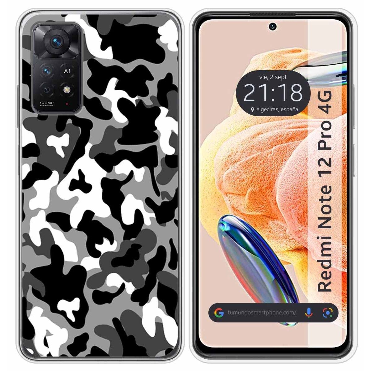 Funda Silicona compatible con Xiaomi Redmi Note 12 Pro 4G diseño Snow Camuflaje Dibujos