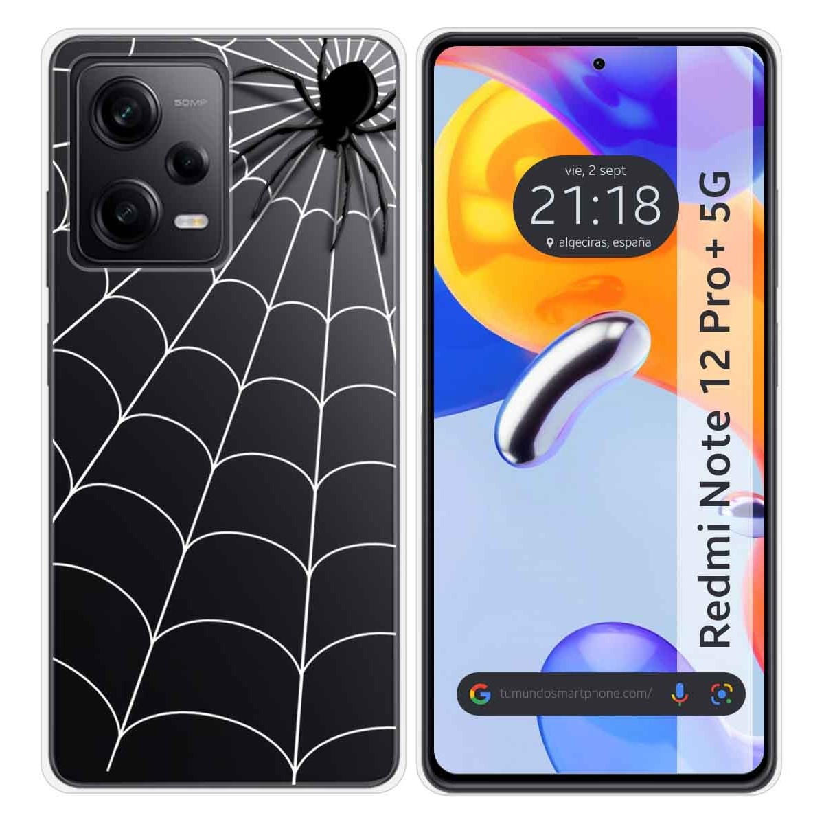 Funda Silicona Transparente compatible con Xiaomi Redmi Note 12 Pro+ Plus 5G diseño Araña Dibujos