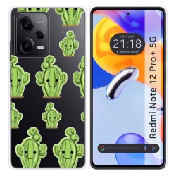 Funda Silicona Transparente compatible con Xiaomi Redmi Note 12 Pro+ Plus 5G diseño Cactus Dibujos