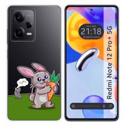 Funda Silicona Transparente compatible con Xiaomi Redmi Note 12 Pro+ Plus 5G diseño Conejo Dibujos