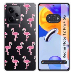 Funda Silicona Transparente compatible con Xiaomi Redmi Note 12 Pro+ Plus 5G diseño Flamenco Dibujos