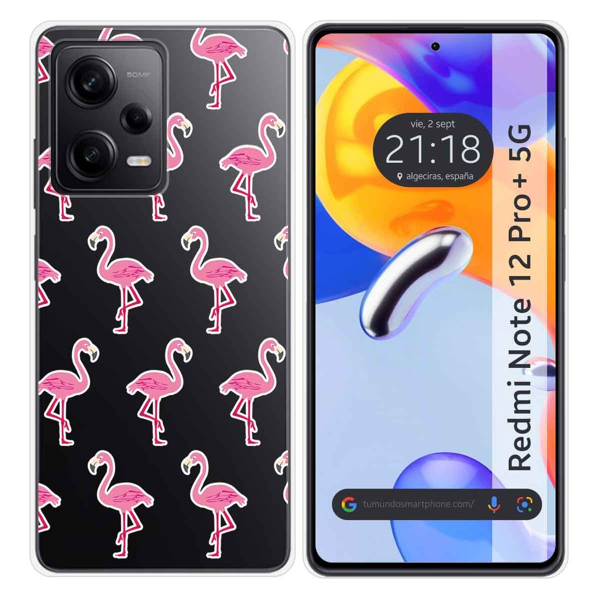 Funda Silicona Transparente compatible con Xiaomi Redmi Note 12 Pro+ Plus 5G diseño Flamenco Dibujos