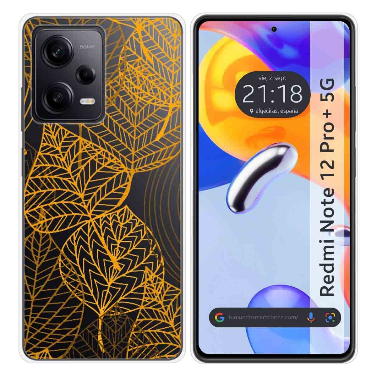 Funda Silicona Transparente compatible con Xiaomi Redmi Note 12 Pro+ Plus 5G diseño Hojas Dibujos