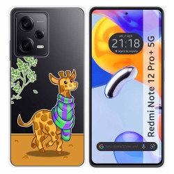 Funda Silicona Transparente compatible con Xiaomi Redmi Note 12 Pro+ Plus 5G diseño Jirafa Dibujos