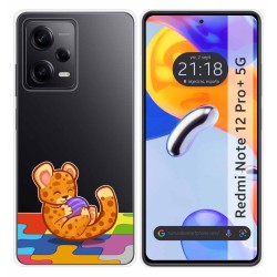 Funda Silicona Transparente compatible con Xiaomi Redmi Note 12 Pro+ Plus 5G diseño Leopardo Dibujos
