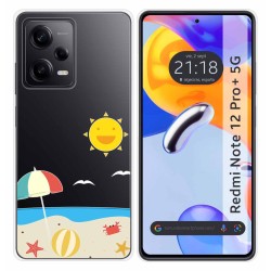 Funda Silicona Transparente compatible con Xiaomi Redmi Note 12 Pro+ Plus 5G diseño Playa Dibujos