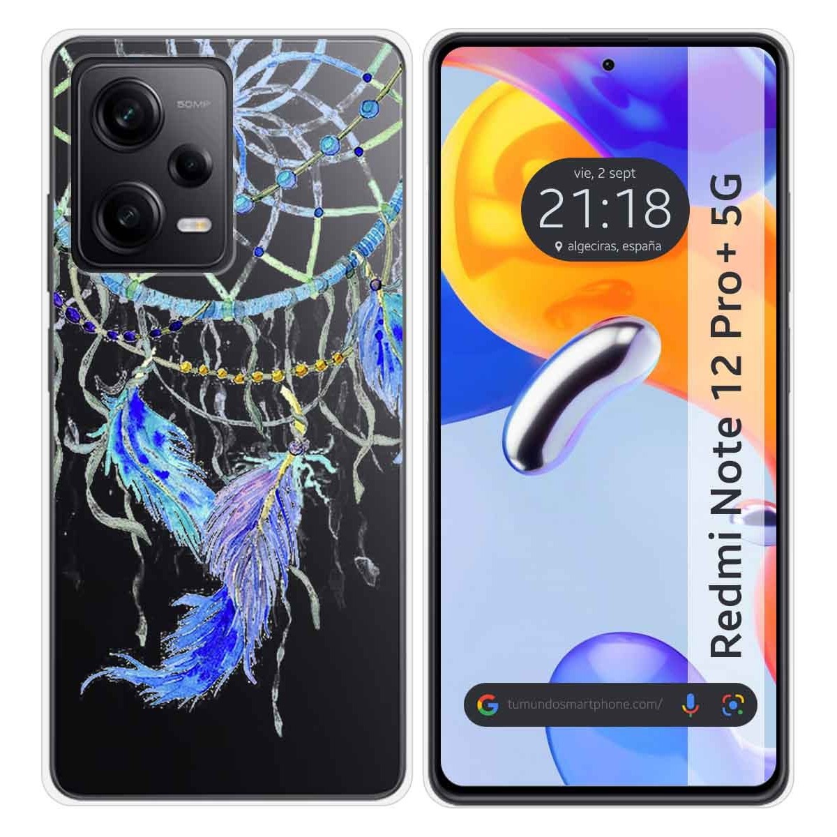 Funda Silicona Transparente compatible con Xiaomi Redmi Note 12 Pro+ Plus 5G diseño Plumas Dibujos