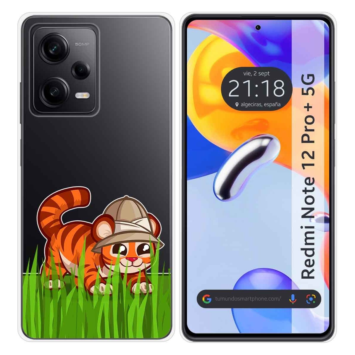 Funda Silicona Transparente compatible con Xiaomi Redmi Note 12 Pro+ Plus 5G diseño Tigre Dibujos