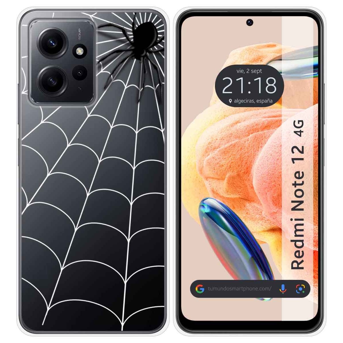 Funda Silicona Transparente compatible con Xiaomi Redmi Note 12 4G diseño Araña Dibujos