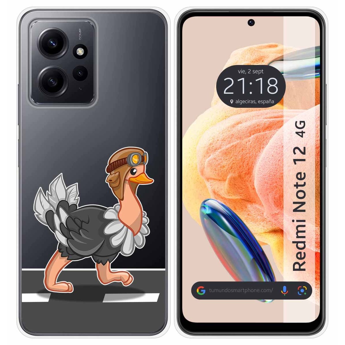 Funda Silicona Transparente compatible con Xiaomi Redmi Note 12 4G diseño Avestruz Dibujos