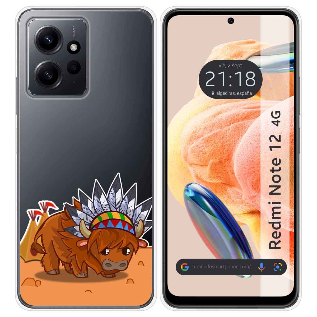 Funda Silicona Transparente compatible con Xiaomi Redmi Note 12 4G diseño Bufalo Dibujos