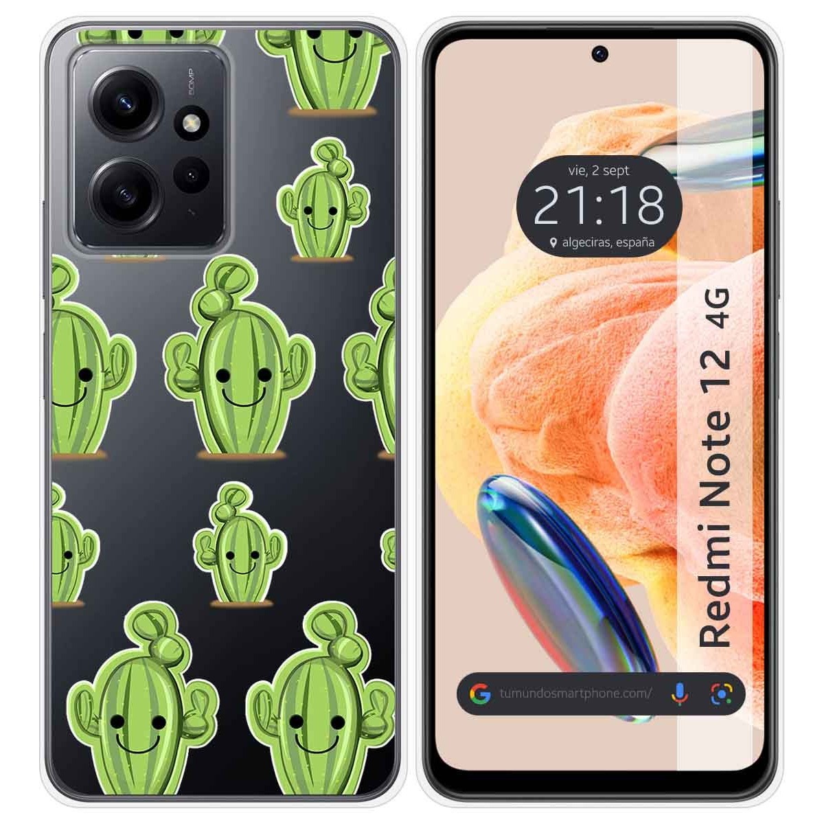 Funda Silicona Transparente compatible con Xiaomi Redmi Note 12 4G diseño Cactus Dibujos
