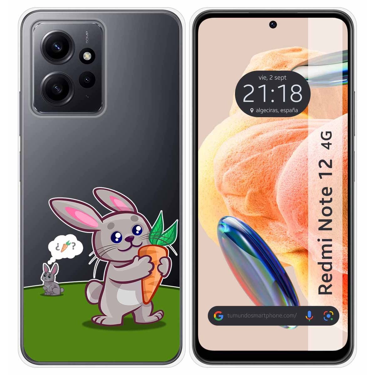 Funda Silicona Transparente compatible con Xiaomi Redmi Note 12 4G diseño Conejo Dibujos