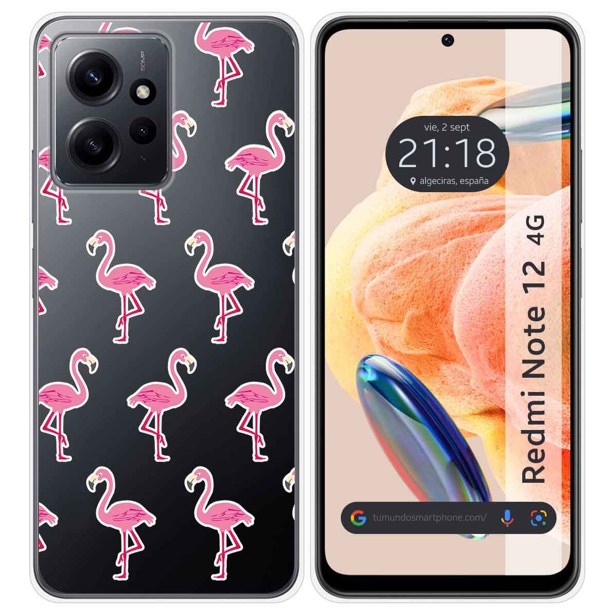Funda Silicona Transparente compatible con Xiaomi Redmi Note 12 4G diseño Flamenco Dibujos