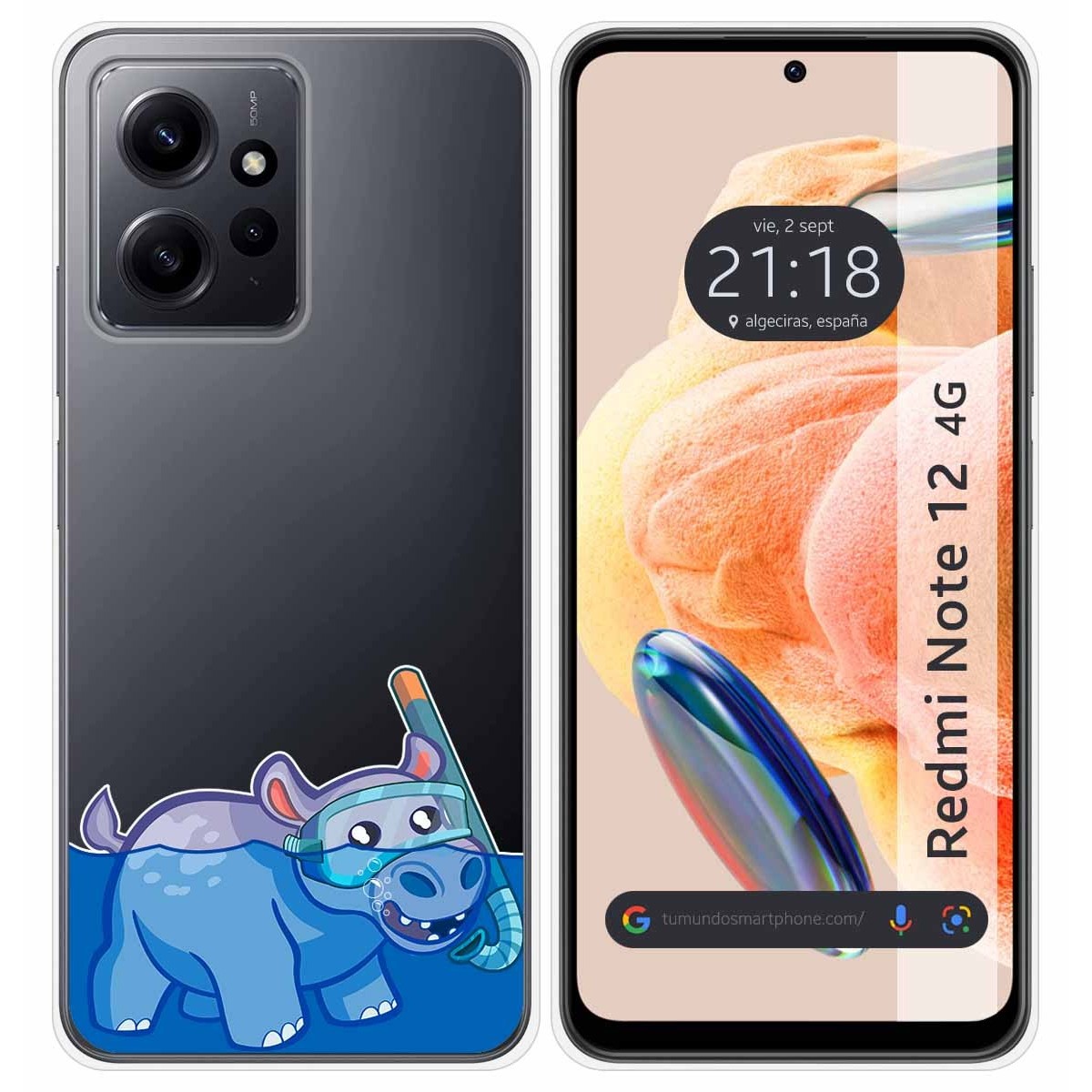 Funda Silicona Transparente compatible con Xiaomi Redmi Note 12 4G diseño Hipo Dibujos