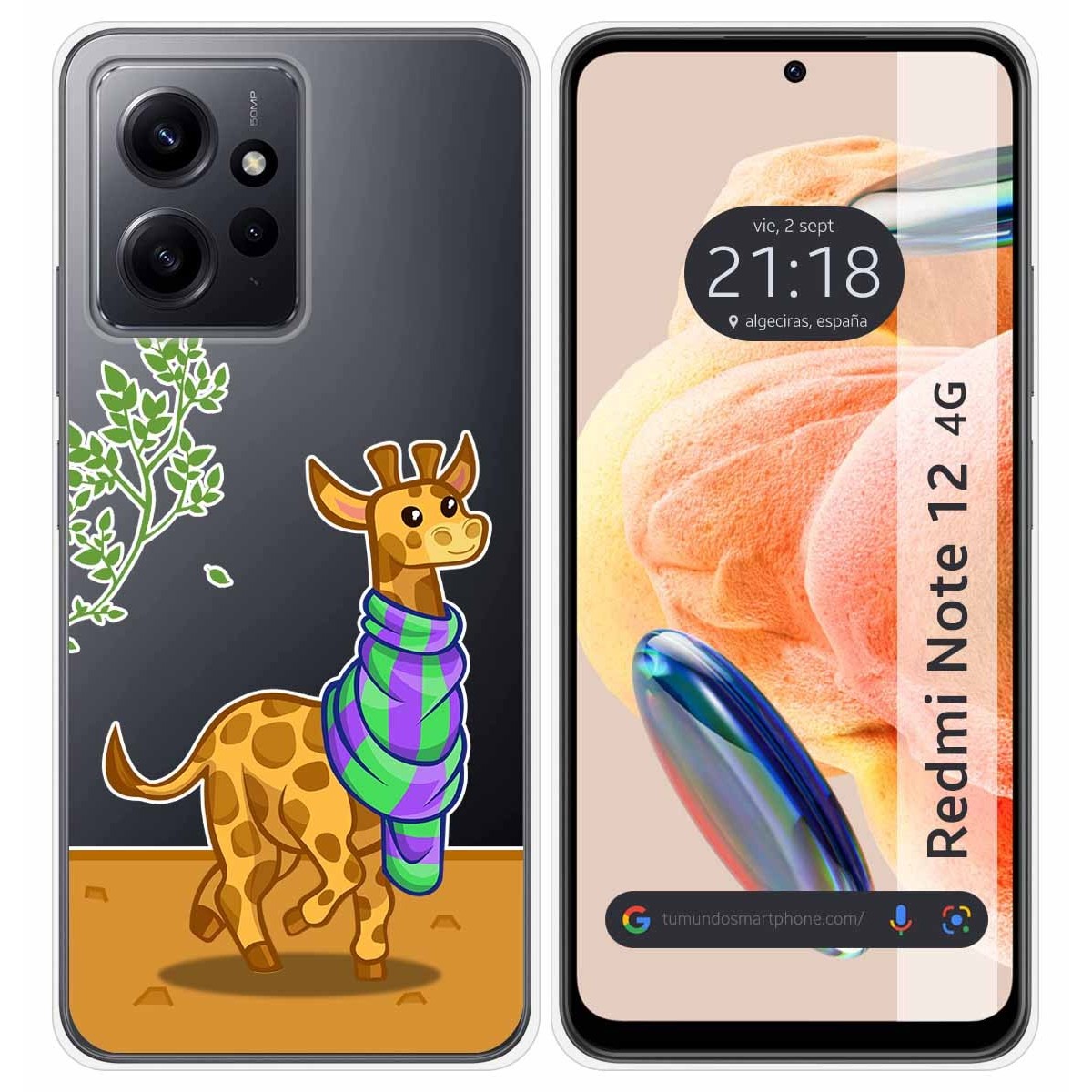 Funda Silicona Transparente compatible con Xiaomi Redmi Note 12 4G diseño Jirafa Dibujos