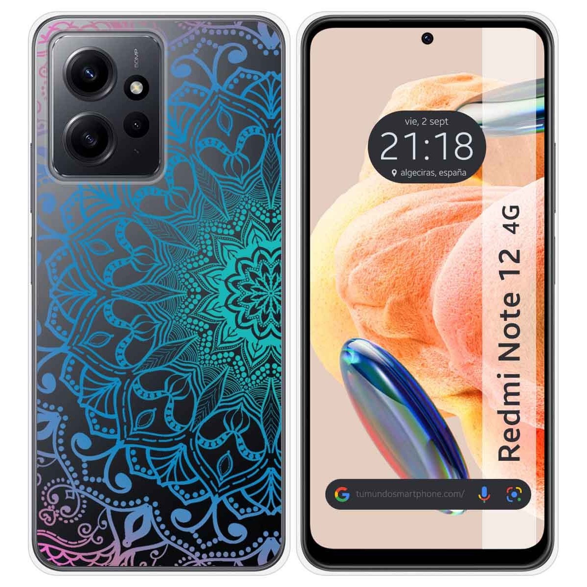 Funda Silicona Transparente compatible con Xiaomi Redmi Note 12 4G diseño Mandala Dibujos