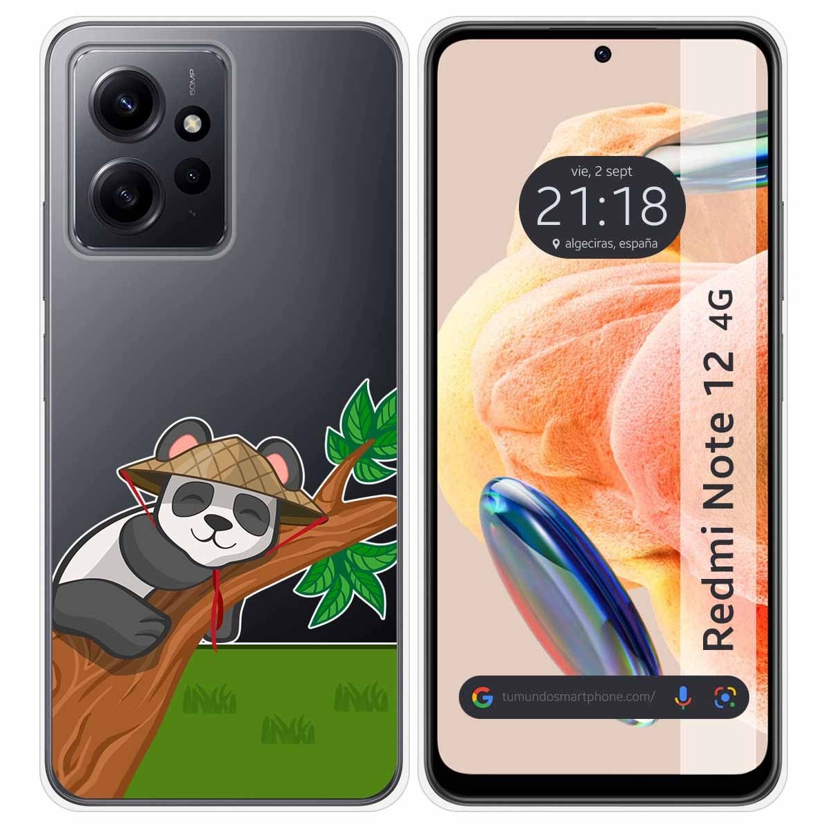 Funda Silicona Transparente compatible con Xiaomi Redmi Note 12 4G diseño Panda Dibujos