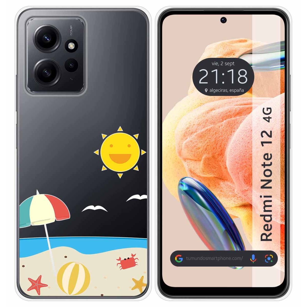 Funda Silicona Transparente compatible con Xiaomi Redmi Note 12 4G diseño Playa Dibujos