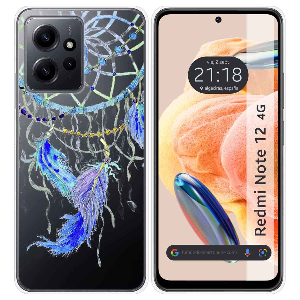 Funda Silicona Transparente compatible con Xiaomi Redmi Note 12 4G diseño Plumas Dibujos