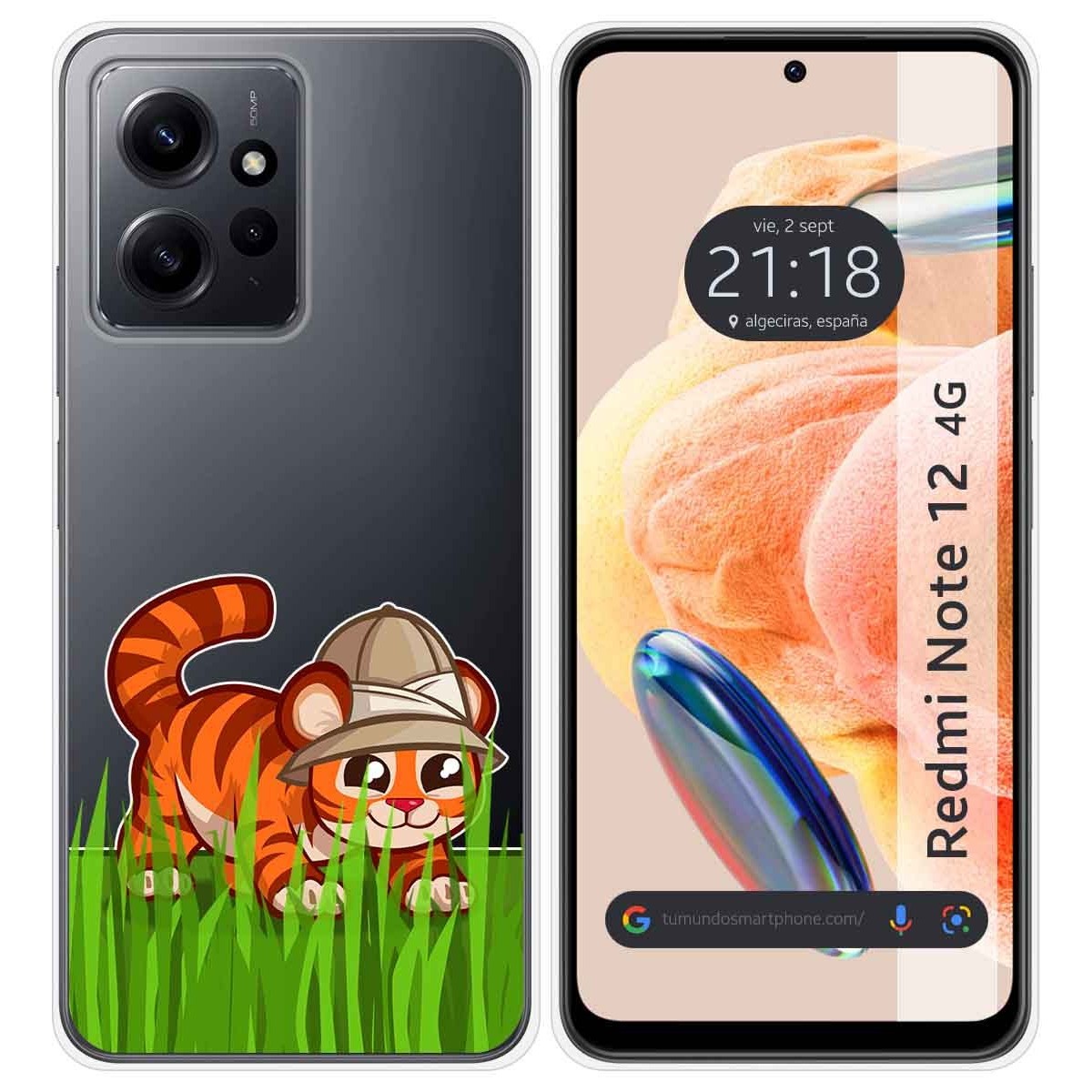Funda Silicona Transparente compatible con Xiaomi Redmi Note 12 4G diseño Tigre Dibujos